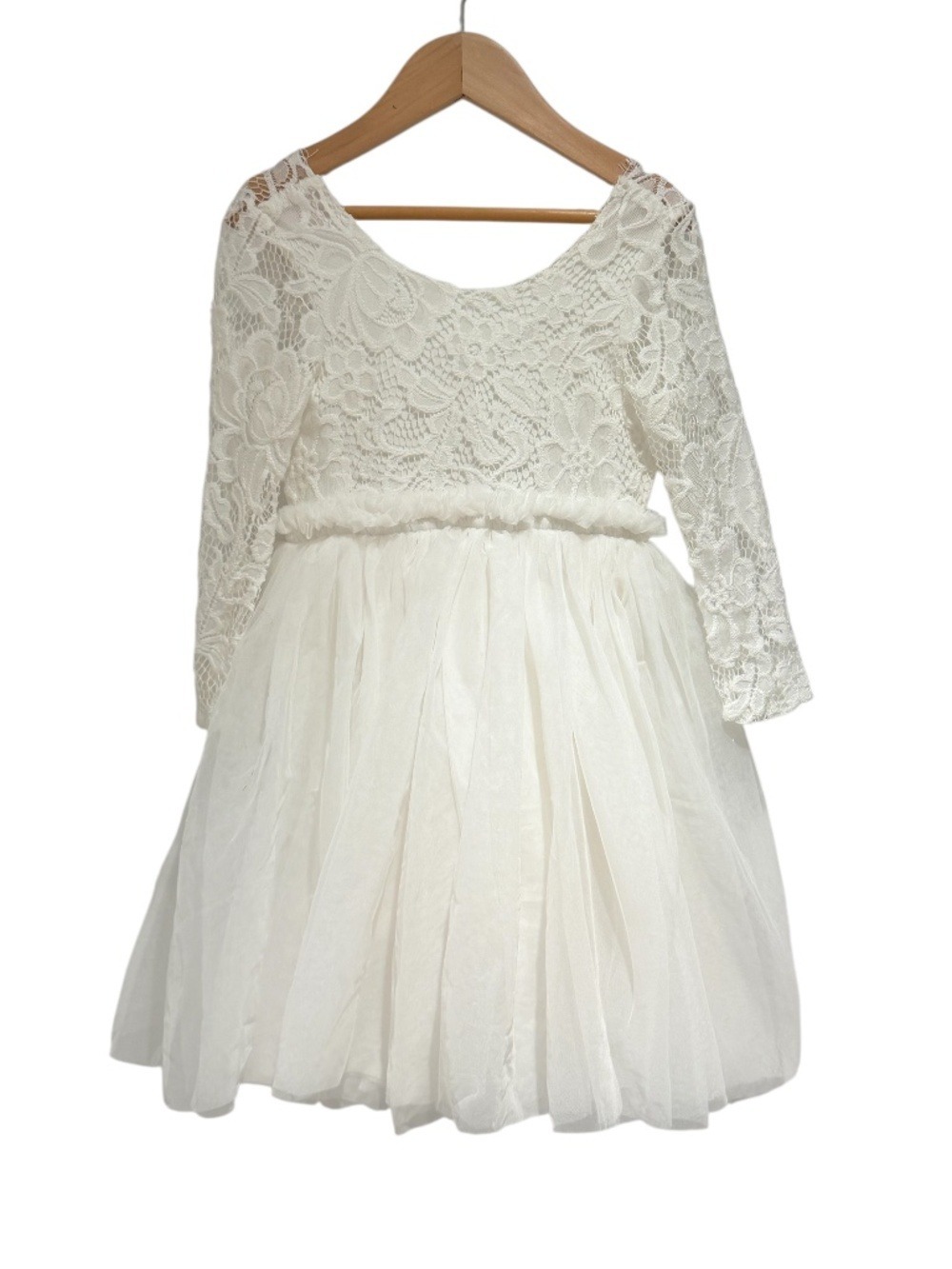 OUI BABE lace long sleeve white flower girl dress - size 3